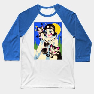 Pierette Pierrot and Kawaii Cats Baseball T-Shirt